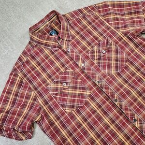 Kuhl Shirt Men Medium Suncel Button Up Plaid UPF Hiking Outdoor Short Sleeve